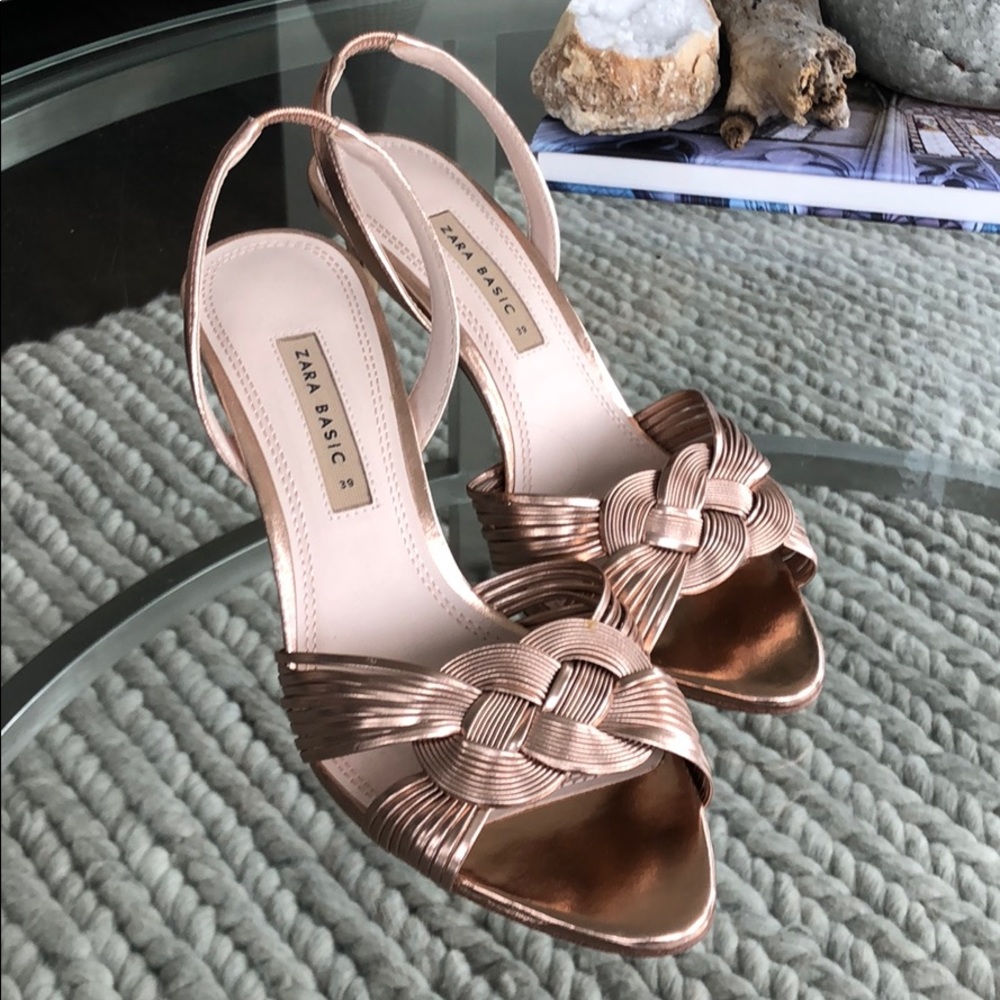 Zara metallic sling back sandals